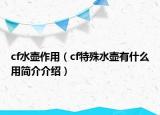 cf水壶作用（cf特殊水壶有什么用简介介绍）