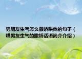 男朋友生气怎么撒娇哄他的句子（哄男友生气的撒娇话语简介介绍）
