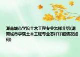 湖南城市学院土木工程专业怎样介绍(湖南城市学院土木工程专业怎样详细情况如何)