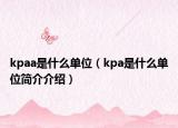 kpaa是什么单位（kpa是什么单位简介介绍）