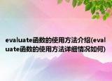 evaluate函数的使用方法介绍(evaluate函数的使用方法详细情况如何)