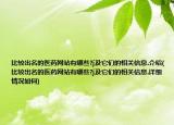 比较出名的医药网站有哪些?j及它们的相关信息.介绍(比较出名的医药网站有哪些?j及它们的相关信息.详细情况如何)