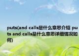 puts(and calls是什么意思介绍 puts and calls是什么意思详细情况如何)