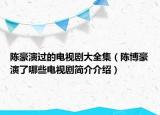 陈豪演过的电视剧大全集（陈博豪演了哪些电视剧简介介绍）