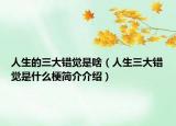 人生的三大错觉是啥（人生三大错觉是什么梗简介介绍）
