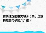 有关理想的唯美句子（关于理想的唯美句子简介介绍）