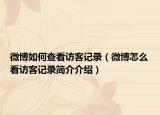 微博如何查看访客记录（微博怎么看访客记录简介介绍）