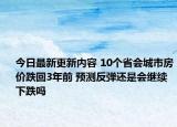 今日最新更新内容 10个省会城市房价跌回3年前 预测反弹还是会继续下跌吗