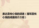 表达喜悦心情的词语（描写喜悦心情的成语简介介绍）
