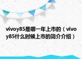vivoy85是哪一年上市的（vivoy85什么时候上市的简介介绍）