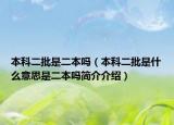 本科二批是二本吗（本科二批是什么意思是二本吗简介介绍）