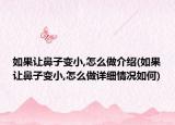 如果让鼻子变小,怎么做介绍(如果让鼻子变小,怎么做详细情况如何)