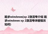 跪求windows(xp 2激活号介绍 跪求windows xp 2激活号详细情况如何)