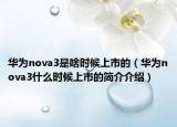 华为nova3是啥时候上市的（华为nova3什么时候上市的简介介绍）