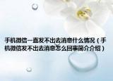 手机微信一直发不出去消息什么情况（手机微信发不出去消息怎么回事简介介绍）