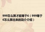 999怎么算才能等于6（999等于6怎么算出来的简介介绍）
