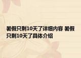 暑假只剩10天了详细内容 暑假只剩10天了具体介绍