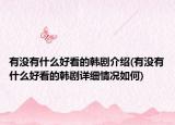 有没有什么好看的韩剧介绍(有没有什么好看的韩剧详细情况如何)