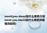 wont(you stand是什么意思介绍 wont you stand是什么意思详细情况如何)
