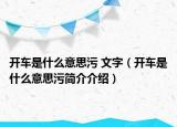 开车是什么意思污 文字（开车是什么意思污简介介绍）
