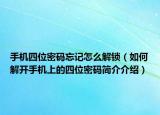 手机四位密码忘记怎么解锁（如何解开手机上的四位密码简介介绍）