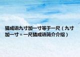 猜成语九寸加一寸等于一尺（九寸加一寸＝一尺猜成语简介介绍）