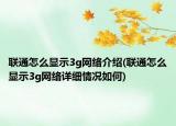 联通怎么显示3g网络介绍(联通怎么显示3g网络详细情况如何)