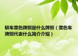 轿车黑色牌照是什么牌照（黑色车牌照代表什么简介介绍）