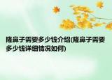 隆鼻子需要多少钱介绍(隆鼻子需要多少钱详细情况如何)