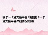 骏卡一卡通充值平台介绍(骏卡一卡通充值平台详细情况如何)
