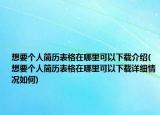 想要个人简历表格在哪里可以下载介绍(想要个人简历表格在哪里可以下载详细情况如何)