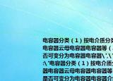 电容器分类（1）按电介质分类空气电容器电容器云母电容器电容器等（2）按电容是否可变分为电容器电容器