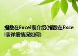 指数在Excel表介绍(指数在Excel表详细情况如何)