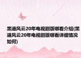 黑道风云20年电视剧版哪看介绍(黑道风云20年电视剧版哪看详细情况如何)