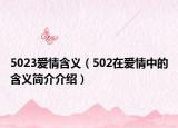 5023爱情含义（502在爱情中的含义简介介绍）