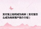 支付宝上如何成为商家（支付宝怎么成为商家用户简介介绍）