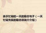 表示忙碌的一天的励志句子（一天忙碌充实的励志语简介介绍）