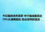 今日最新消息更新 中介抽成最高达70%水滴筹回应 给出这样的说法