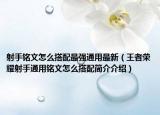 射手铭文怎么搭配最强通用最新（王者荣耀射手通用铭文怎么搭配简介介绍）
