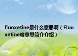 fluoxetine是什么意思啊（Fluoxetine啥意思简介介绍）