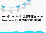 only(love you什么意思介绍 only love you什么意思详细情况如何)