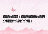 佩戴的解释（佩戴和佩带的意思分别是什么简介介绍）