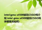 intel(gma x4500能玩CSGO吗介绍 intel gma x4500能玩CSGO吗详细情况如何)