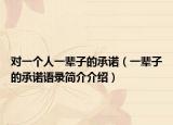 对一个人一辈子的承诺（一辈子的承诺语录简介介绍）