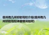 宿州有几所好的驾校介绍(宿州有几所好的驾校详细情况如何)