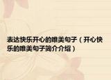 表达快乐开心的唯美句子（开心快乐的唯美句子简介介绍）
