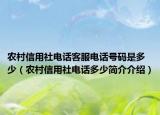 农村信用社电话客服电话号码是多少（农村信用社电话多少简介介绍）