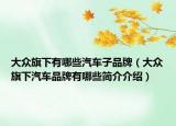 大众旗下有哪些汽车子品牌（大众旗下汽车品牌有哪些简介介绍）
