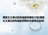谭耀文主演过的电视剧有哪些介绍(谭耀文主演过的电视剧有哪些详细情况如何)