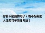 你看不起我的句子（看不起我的人经典句子简介介绍）
